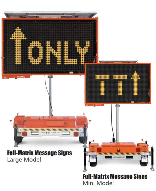 Mega OPTRAFFIC Solar Powered Full Matrix Sign Trailer